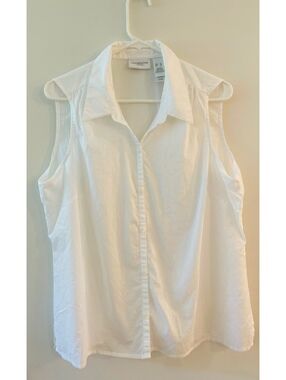 Liz Claiborne LIZSPORT Women's White Sleeveless Button-Down Shirt XL